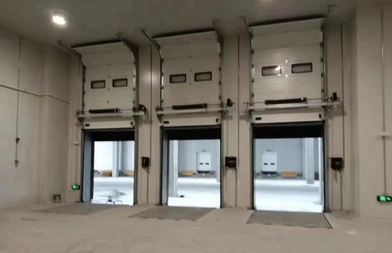 Industrial Garage Steel Insulated Sectional Doors 380V Automatic Remote Controlled