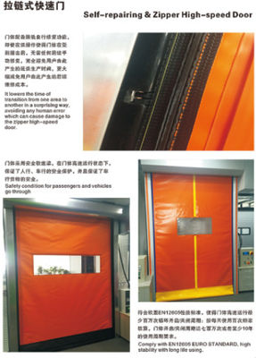 Industrial PVC Fast Rapid Roller Doors High Speed Shutter Zipper Security