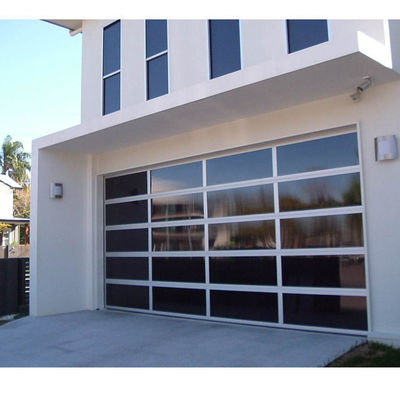 Transparent Aluminum Garage Sectional Door Automatic Sliding Full View Finished