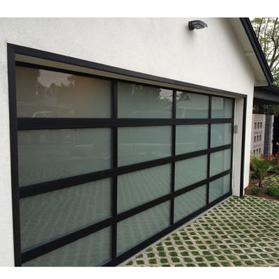 Transparent Aluminum Garage Sectional Door Automatic Sliding Full View Finished