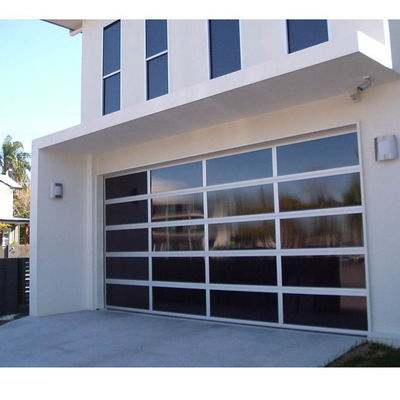 Full View Sectional Exterior Door Aluminium Glass Garage High Noise Reduction Waterproof