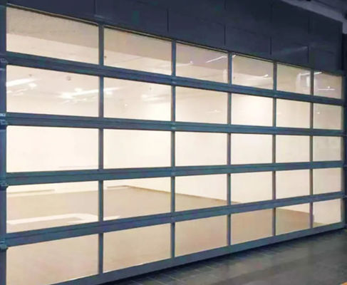 Commercial Aluminum Sectional Door With Glass Panels And Powder Coating Remote Control