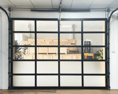 Stylish Aluminum Sectional Door With High Safety And Sound Insulation Glass Steel