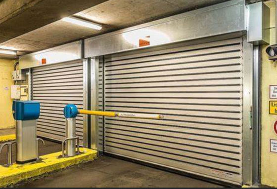 PLC Control High Speed Spiral Roller Door Powder Coated Roll Up Door 220mm Aluminum Slats