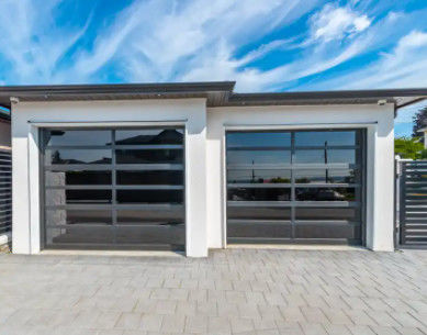 House Automatic Aluminum Sectional Garage Doors Black Frosted Uv Proof