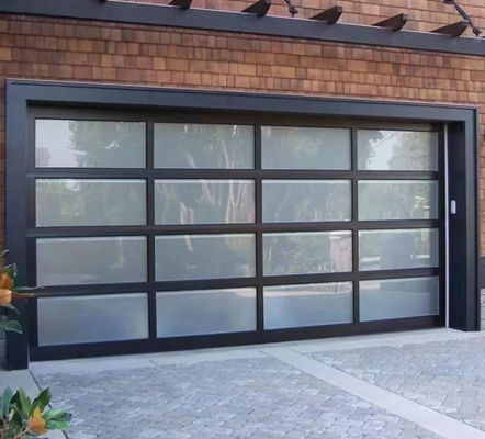 Glass Garage Cheap Price Black Waterproof Excellent Insulation Aluminum Sectional Door For Residential House In Grey