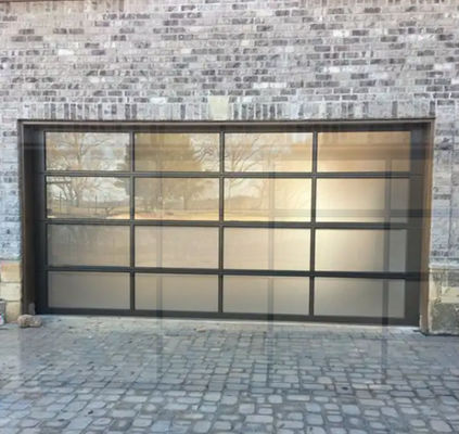 Modern White Aluminum Sectional Door With Safety Double Glazing Glass Modern Overhead Sectional Panel Transparent Glass