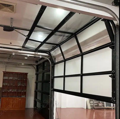 Modern White Aluminum Sectional Door With Safety Double Glazing Glass Modern Overhead Sectional Panel Transparent Glass