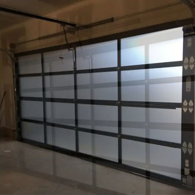 Modern Aluminum Sectional Door White/Brown/Grey Alloy Sound Insulation Door Automatic Opening Transparent Glass Door