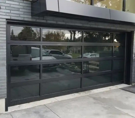 Modern Aluminum Sectional Door White/Brown/Grey Alloy Sound Insulation Door Automatic Opening Transparent Glass Door
