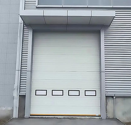 White Powder Coated Weather Sealed Overhead Sectional Door Double Skinned Panels Safety Edge Suppliers Factory