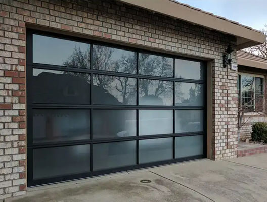 Modern Aluminum Glass Sectional Door Powder Coating Double Glazing Manual Or Automatic Mirror Glass Garage Doors