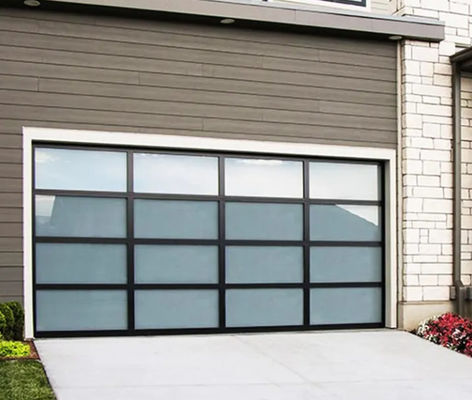 Powder Coated Aluminum Sectional Door with Double Glazing Glass - Manual Or Automatic Opening