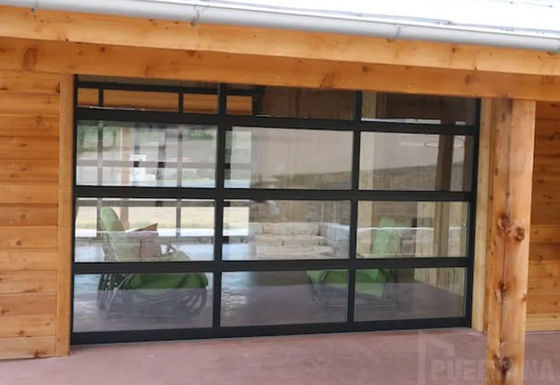 Soundproof Aluminum Alloy Sectional Door With Double Glazing Glass And Powder Coating Surface