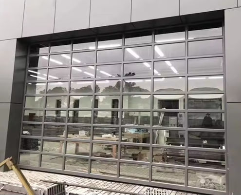 Safety Aluminum Sectional Door With Double Glazing Glass In Various Colors  Full View Overhead Sectional