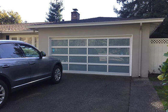 Modern Double Glazing Aluminum Sectional Door with Excellent Insulation Professional Manufacture Brown Color Glass Door