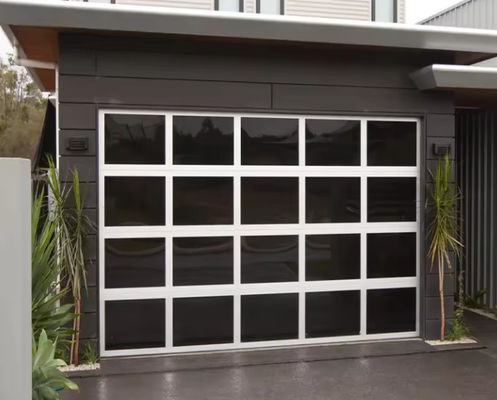 Sectional Aluminum Garage Door With Double Glazing 9x8 9x7 16x7 Modern Sectional Overhead Full View Aluminum Tempered