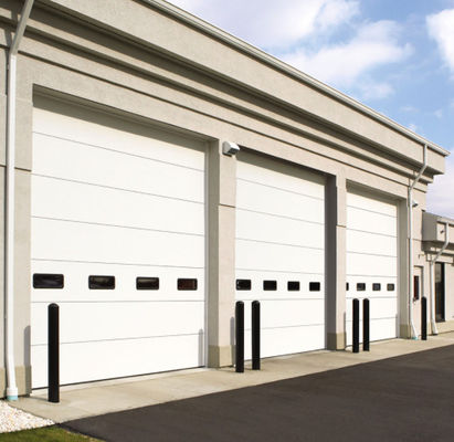 White Double Skinned Steel Noise And Wind Resistant Overhead Sectional Door With Enhanced Security