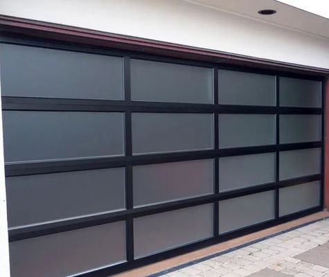 Automatic Electric Rolling Exterior Aluminum Alloy Full View  3-Layer Aluminum Alloy Glass Sectional Garage Door
