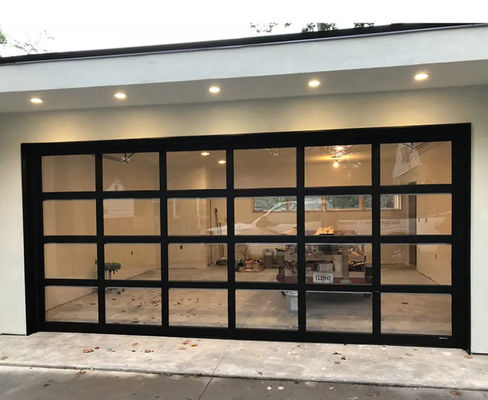 Modern Aluminum Alloy Roll Up Frosted Glass Water Tightness Class 3 Transparent Sectional Garage Door Customized