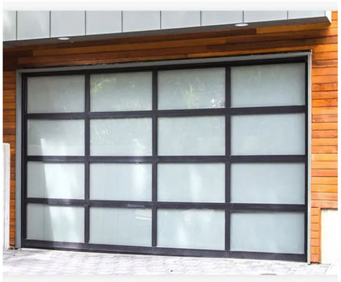 Modern Aluminum Alloy Roll Up Frosted Glass Water Tightness Class 3 Transparent Sectional Garage Door Customized