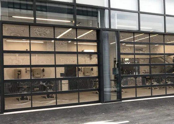 Water Tightness Class 3 Transparent Garage Door Glass Sectional Door Manual Or Automatic Opening Type For Villa