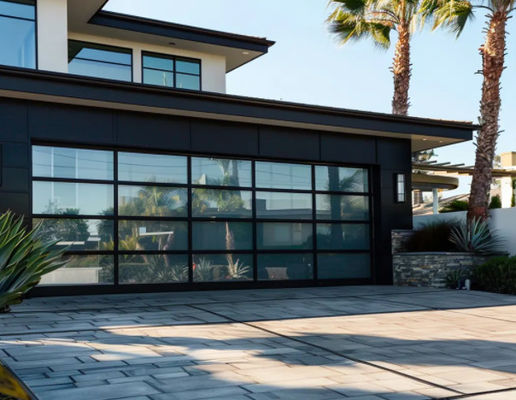 Modern Design Style Water Tightness Class 3 Transparent Glass Sectional Garage Door With Sound Insulation