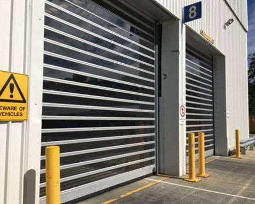 Fast Closing Rapid Insulated Safe Aluminum Transparent High Speed Spiral Door With 0.8m/s Closing Speed And 220V/50HZ Power Supply