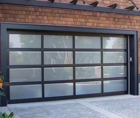 Customized Commercial Double Glazing Glass Sectional Garage Door With Water Tightness Class 3 And Manual Or Automatic