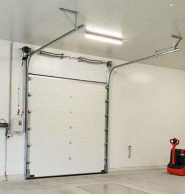 Commercial Sectional Overhead Door 50mm-80mm Thickness Insulated Garage Door With Brown Locks Hardware