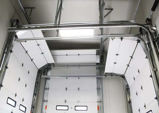 Commercial Sectional Overhead Door 50mm-80mm Thickness Insulated Garage Door With Brown Locks Hardware