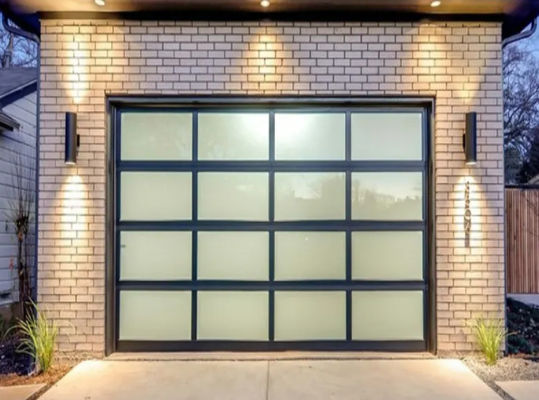 Easy Installation Water Tightness Class 3 Transparent Glass Sectional Garage Door Modern Design Powder Coating