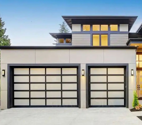 Easy Installation Water Tightness Class 3 Transparent Glass Sectional Garage Door Modern Design Powder Coating