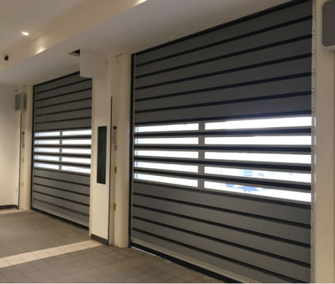Safe Aluminum Transparent High Speed Spiral Door With Photoelectric Sensor Safety System And Air Permeability ≤2.0m3/ M2.s