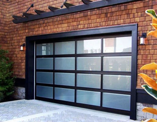High Safety Aluminum Alloy Glass Sectional Garage Door Water Tightness Class 3 Transparent