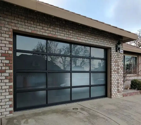 Aluminum Alloy Glass Water Tightness Class 3 Transparent Glass Sectional Garage Door For High Safety