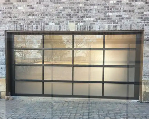 Transparent Glass Sectional Garage Door High Water Tightness Sound Insulation