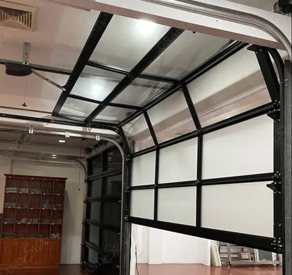Transparent Glass Sectional Garage Door High Water Tightness Sound Insulation