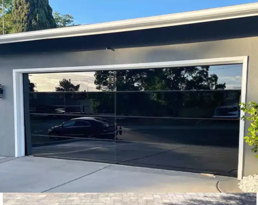 Automatic Sectional Customized Aluminum Frameless Aluminum Alloy Glass High Safety Water Tightness Class 3 Transparent Garage Door Glass Sectional Garage Door