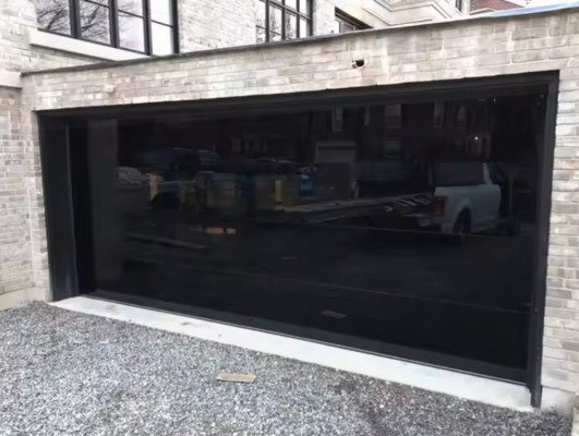 Water Tightness Class 3 Transparent Glass Sectional Garage Door Manual or Automatic Opening Type Brown