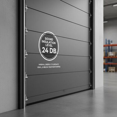 Sound Insulation Level 24 DB Insulated Sectional Doors Equipped With Minimal Energy To Operate And Vinyl Or Brush Weatherstripping For Commercial