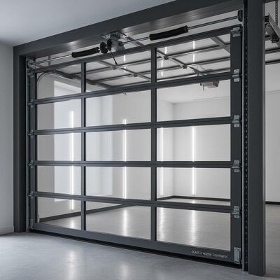 High Safety Transparent Aluminum Sectional Door with Water Tightness Class 3 for Modern Garages