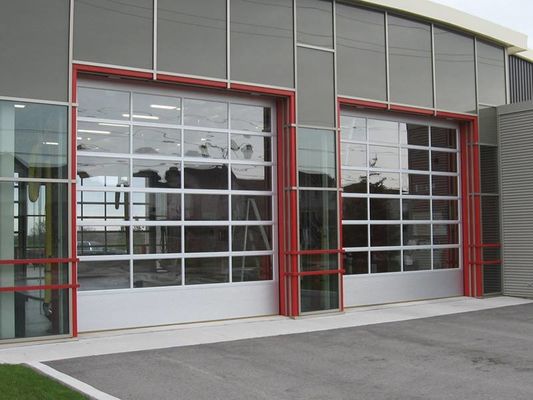 Glass / Polycarbonate Aluminum Sectional Door Heat Resistance Smoothly With Motor