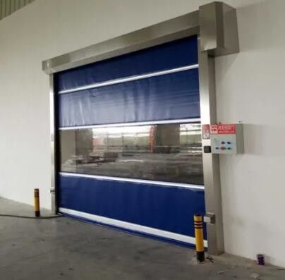 High Speed Pvc Rapid Roller Doors Steel Automation Shutter Motor Operate Blue Color