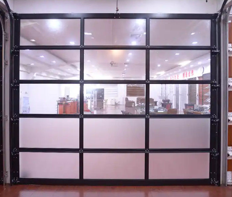 Modern Villa Exterior Insulated Aluminum Sectional Door Stylish Aluminum Alloy / Double Glazing Glass For Any Space