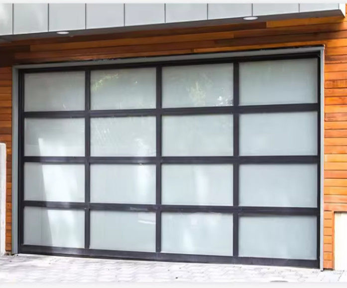 Powder Coated Aluminum Sectional Door with Double Glazing Glass - Manual Or Automatic Opening
