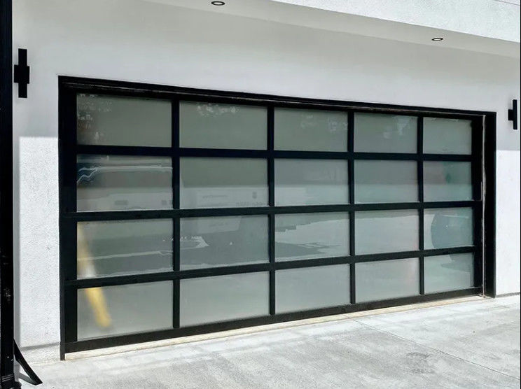 Soundproof Aluminum Alloy Sectional Door With Double Glazing Glass And Powder Coating Surface