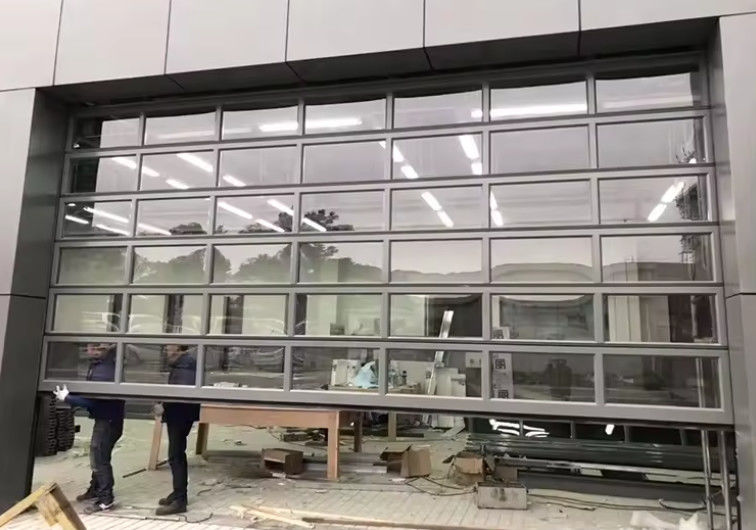 Safety Aluminum Sectional Door With Double Glazing Glass In Various Colors  Full View Overhead Sectional
