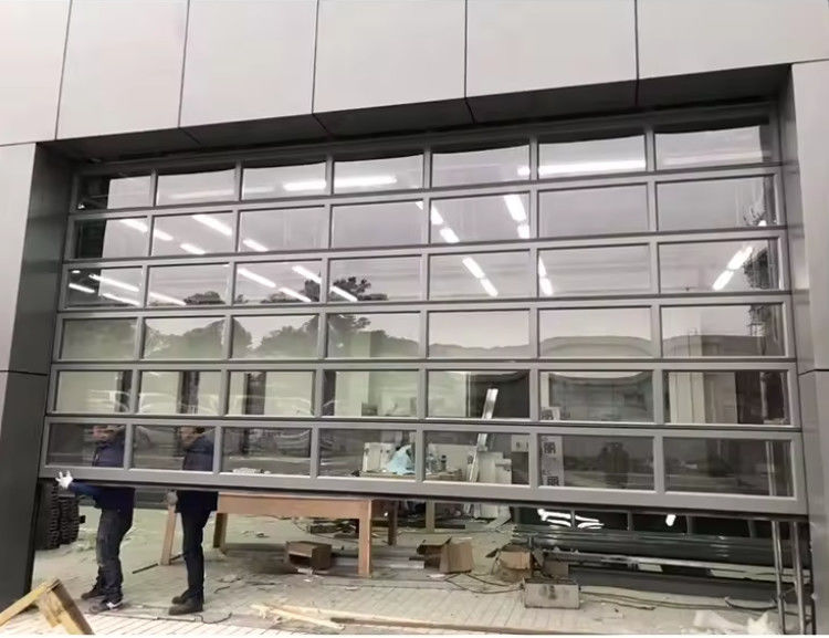 Modern Aluminum Sectional Door in Various Colors with Double Glazing Glass 9x8 9x7 16x7 Modern overhead full view