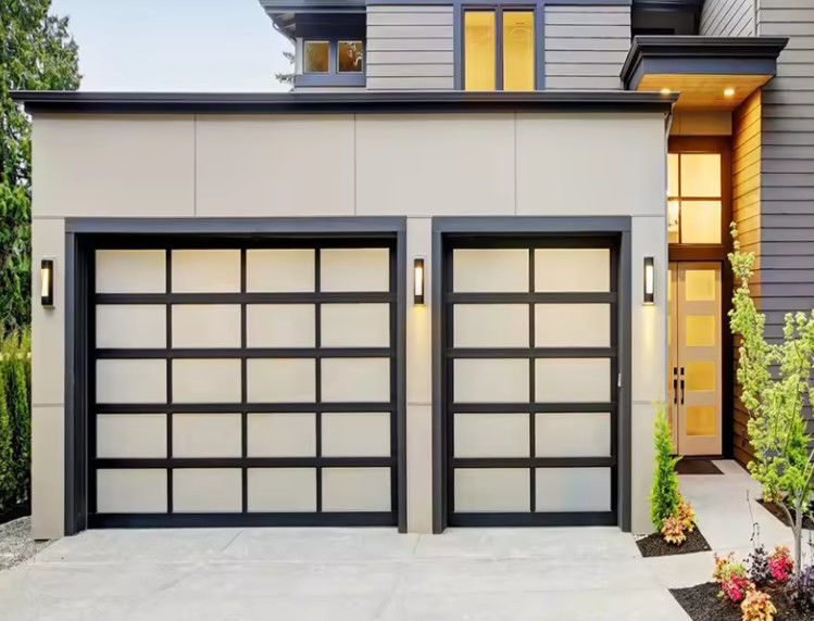 Sectional Aluminum Garage Door With Double Glazing 9x8 9x7 16x7 Modern Sectional Overhead Full View Aluminum Tempered